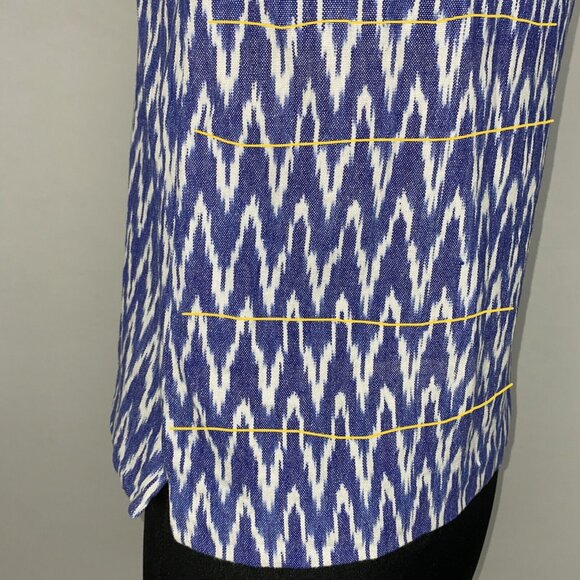 J. Crew Notched Shell Tank Top In Zig Zag Ikat Womens 00 Boho Coastal Grandma - Picture 11 of 16